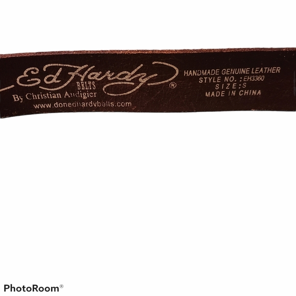 - RARE Ed Hardy Love Kills Slowly Leather Belt - Picture 3 of 12